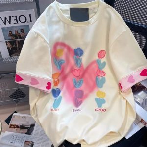 Kaos Oversize Wanita Floral Korean Style