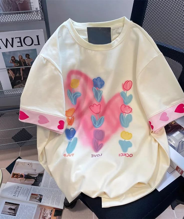 Kaos Oversize Wanita Floral Korean Style