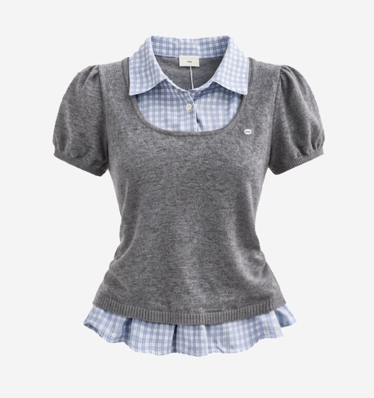 Blouse Layered Knit Wanita Korean Style